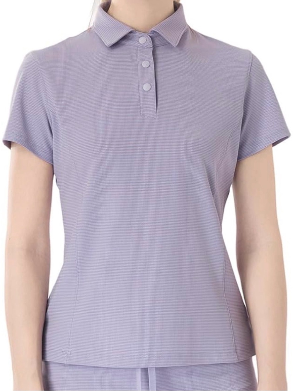 Lavender Polo Knit Short-Sleeve Top - Women